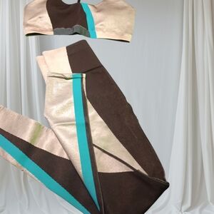 Fabletics Cream and Brown Sports Bra Intimates